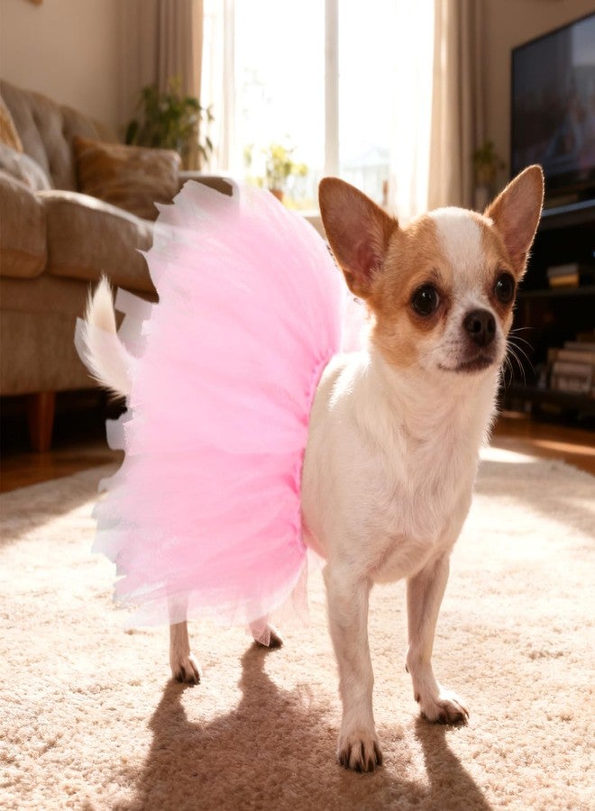 Zelphvt Dog Tutu Pink Tulle Tutu for Dogs Ballet Skirt for Small Medium Dogs Adjustable Pet Costume Puppy Dress with Pink Bow Dog Collar for Birthday Wedding Halloween Photo Props - Image 4